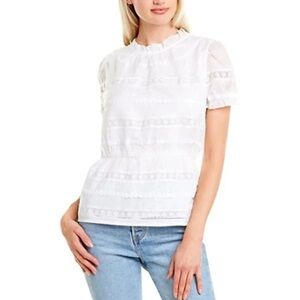 J. Crew White daisy chain peplum Blouse size LARGE